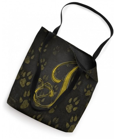 Paw Print Letter J Yellow Pet Dog Cat Animal Heart Love Name Tote Bag $12.24 Totes