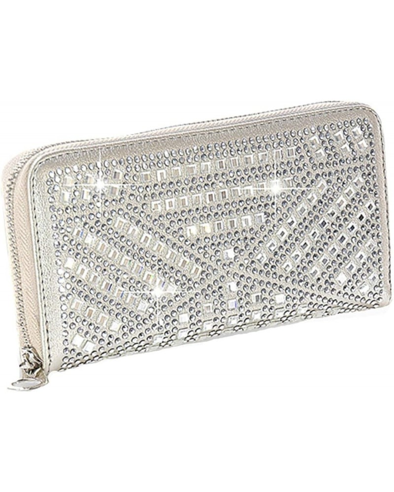 Gem Sparkle Wallet Matching Rhinestone Wallet for Sparkle Purse Silver with Wristlet Strap Gold $20.03 Wallets