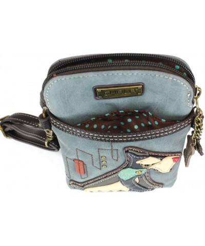 Crossbody Cell Phone Purse | Women's Wristlet Handbags with Adjustable Strap Indigo - Schnauzer $19.14 Crossbody Bags