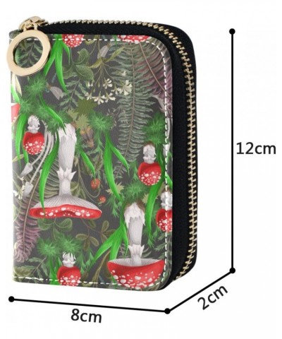 Mushrooms and Plants RFID Credit Card Holder Leather With Zipper Card Case Wallet for Women Girls $10.63 Wallets