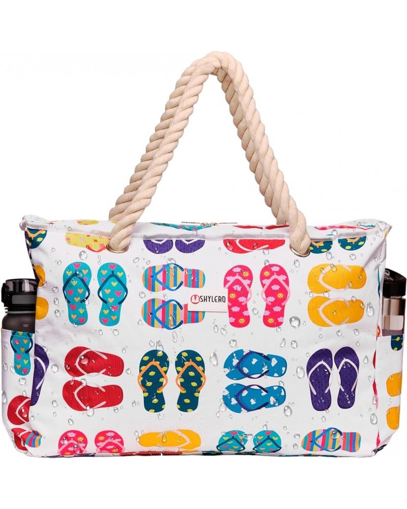 Beach Bag and Pool Bag. Has Airtight Pouch, Ton of Pockets. Beach Tote is Zippered, Water Repellent. Family Size Funky Flip F...