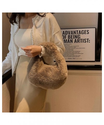 Cute Fuzzy Clutch Handbag for Women Soft Knotted Fluffy Tote Bag with Plush Pendent Y2K Faux Fur Hobo Bag with Zipper Pink $1...