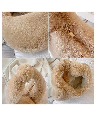 Cute Fuzzy Clutch Handbag for Women Soft Knotted Fluffy Tote Bag with Plush Pendent Y2K Faux Fur Hobo Bag with Zipper Pink $1...