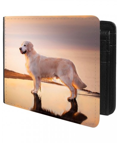 Unique Desige Pattern - Golden Retriever in Sunset, Slim Front Pocket Wallet Billfold RFID Blocking $10.00 Wallets