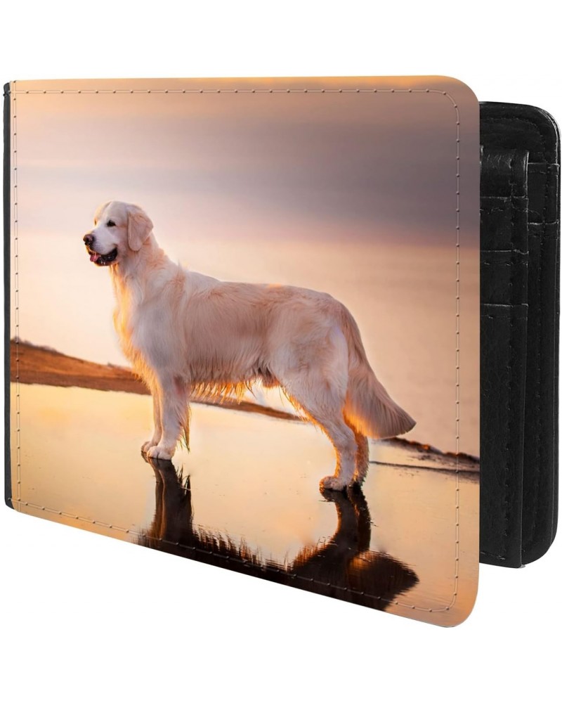 Unique Desige Pattern - Golden Retriever in Sunset, Slim Front Pocket Wallet Billfold RFID Blocking $10.00 Wallets