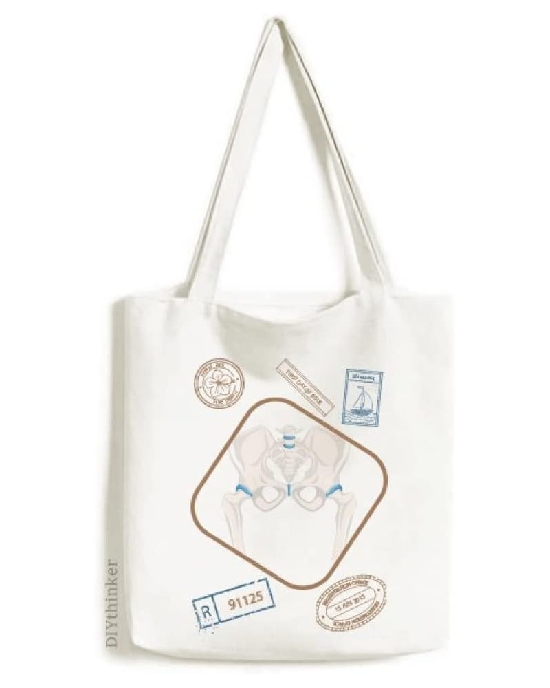 Hip Pelvic Lucky Illustration Stamp Shopping Ecofriendly Storage Canvas Tote Bag $15.80 Totes