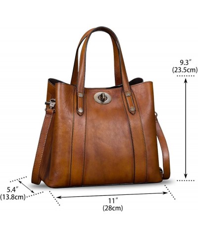 Genuine Leather Handbags for Women Satchel Purses Vintage Handmade Shoulder Bag Cowhide Top Handle Handbag Totes Brown $84.77...