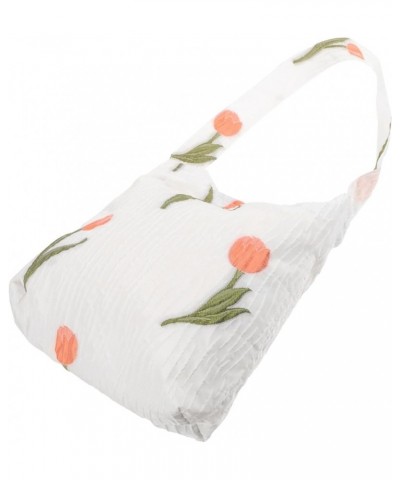 Flower Handbag Cherry Wallet Floral Tote Bag Travel Storage Pouch Underarm Purses for Women Cute White $8.46 Satchels