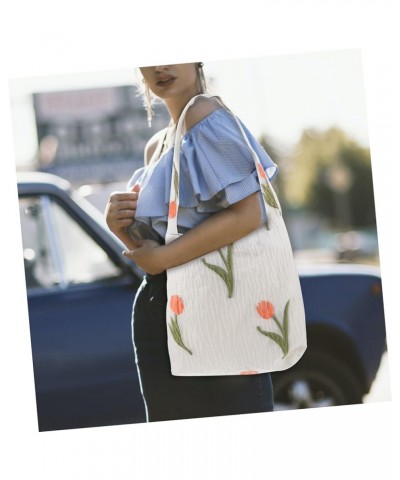 Flower Handbag Cherry Wallet Floral Tote Bag Travel Storage Pouch Underarm Purses for Women Cute White $8.46 Satchels