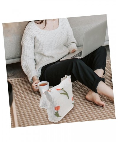 Flower Handbag Cherry Wallet Floral Tote Bag Travel Storage Pouch Underarm Purses for Women Cute White $8.46 Satchels