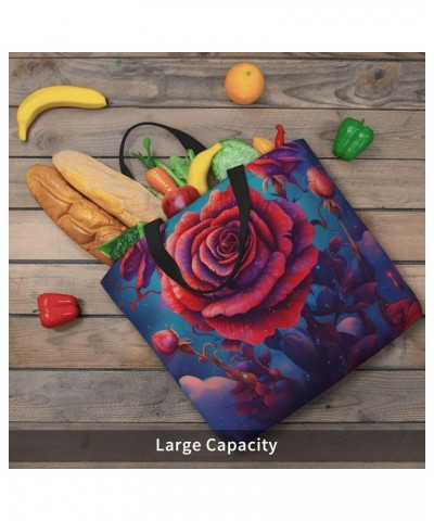 Tote Bag for Women Cloud Lightning Tote Bags with Zipper Large Capacity Casual Shoulder Handbags Gorgeous Red Rose $18.67 Totes