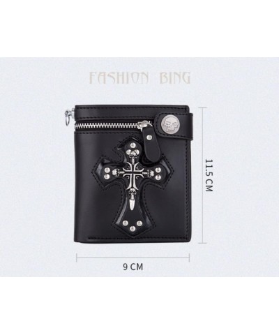 Wallet Men Punk Style Personality Wallet Cross Rivet Anti-Theft Chain Wallet Coin Purse $44.26 Wallets