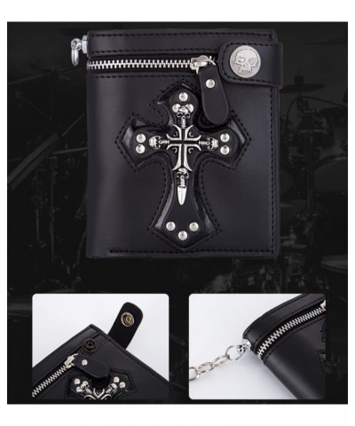 Wallet Men Punk Style Personality Wallet Cross Rivet Anti-Theft Chain Wallet Coin Purse $44.26 Wallets