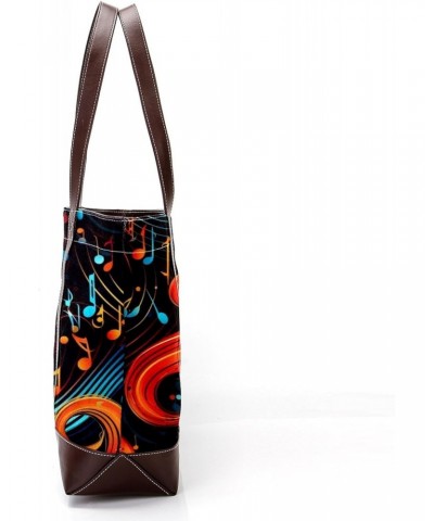 Musical Note Canvas Leather Mix Handbag, 13.3x4.7x12.2 in, Stylish and Spacious Tote Purse for Women $26.39 Totes