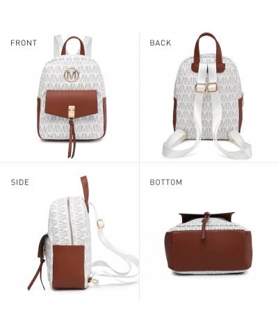 MKP Ladies Small Backpack Purse for Women Fashion Daypacks Purse Shoulder Bag with Charm Tassel White $20.34 Backpacks