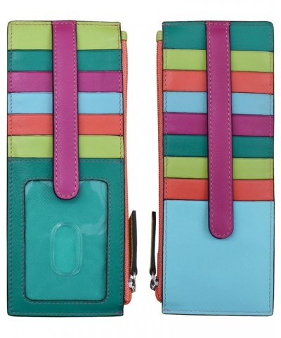 7800 Leather Card Holder with RFID Blocking Lining (Sage Multi) Paradise Multi $15.12 Wallets