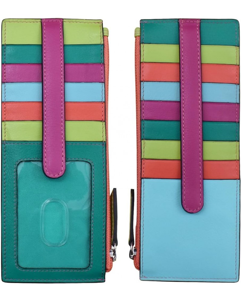 7800 Leather Card Holder with RFID Blocking Lining (Sage Multi) Paradise Multi $15.12 Wallets