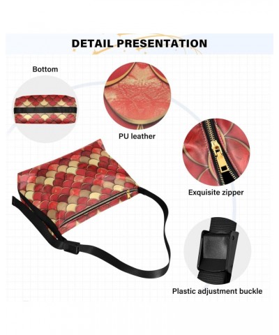 Red Scales Pattern Women Leather Handbags Hobo Leather Purse Women Shoulder Bag with Adjustable Shoulder Strap for Work Gifts...