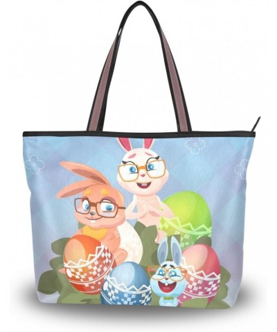 My Daily Women Tote Shoulder Bag Bunny Rabbit Eggs Happy Easter Handbag $15.92 Shoulder Bags