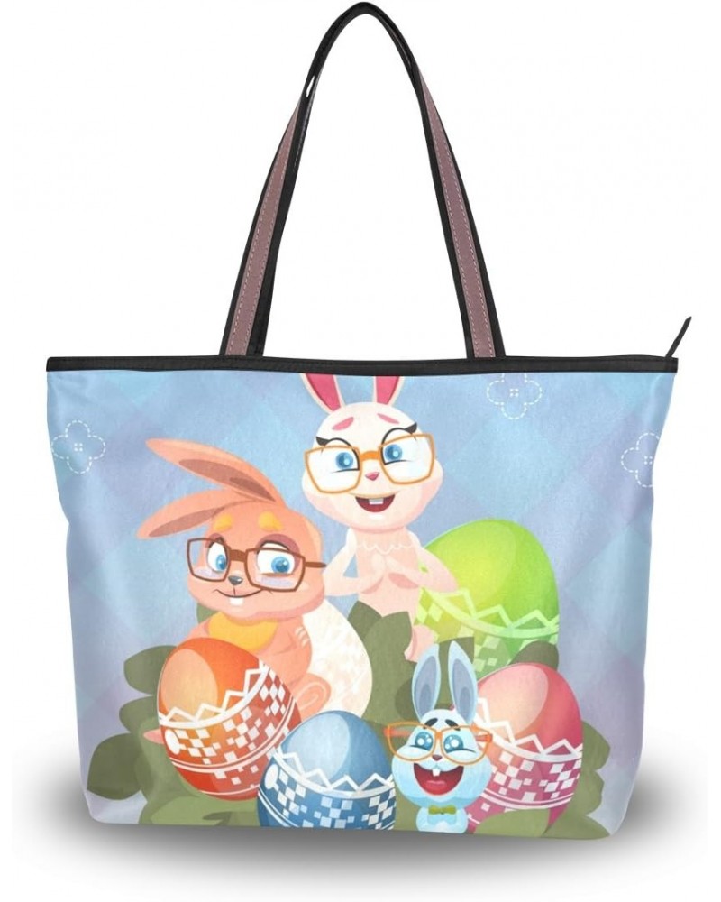 My Daily Women Tote Shoulder Bag Bunny Rabbit Eggs Happy Easter Handbag $15.92 Shoulder Bags