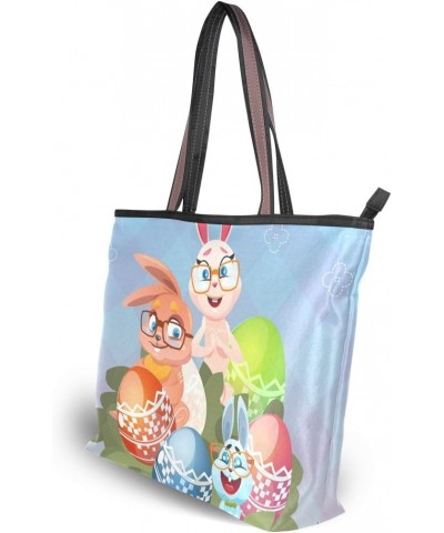 My Daily Women Tote Shoulder Bag Bunny Rabbit Eggs Happy Easter Handbag $15.92 Shoulder Bags