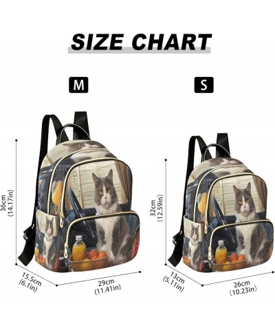 Groceries Cat in Car Quilted Backpack for Women Shoulder Bag Purse Travel Bags for Daily Work Nurse M Medium $13.02 Backpacks