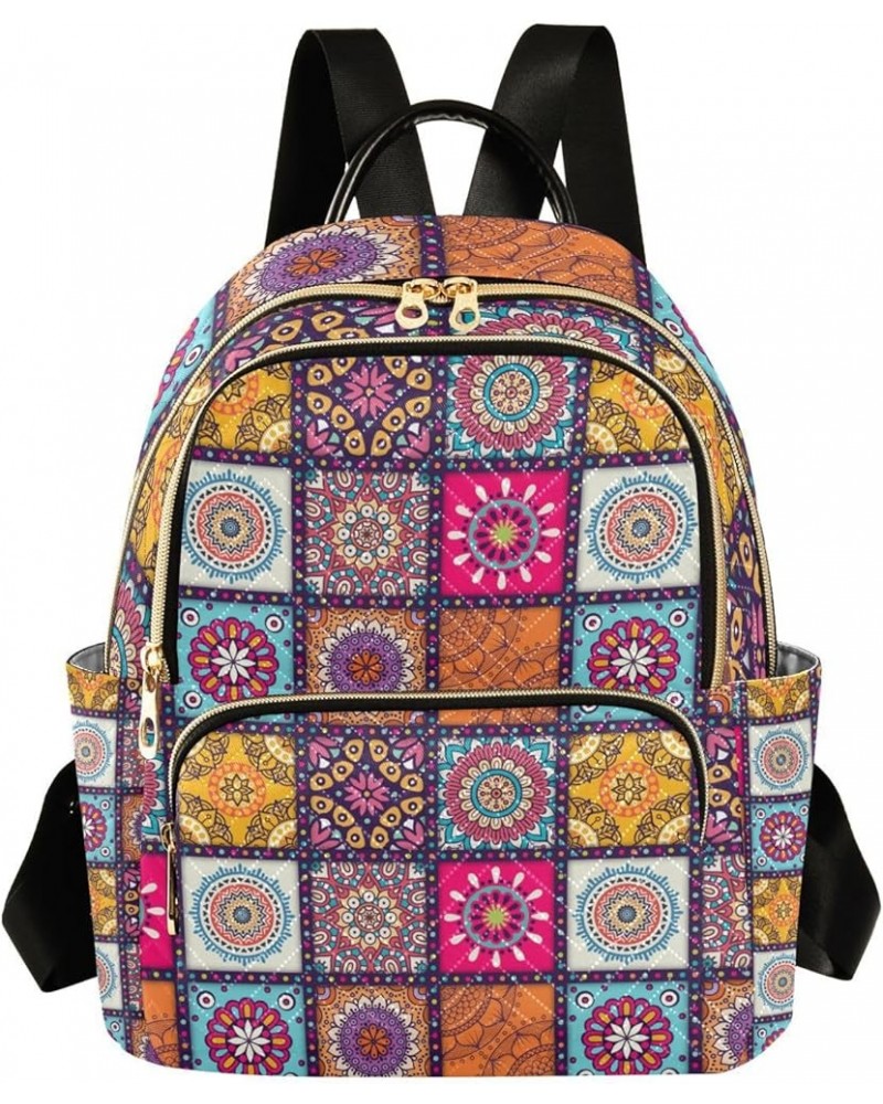 Women Backpack Mandala Flower Cute Anti-Theft Travel Backpack with Luggage Belt Lightweight Handbag Lady Purse Roomy Double Z...