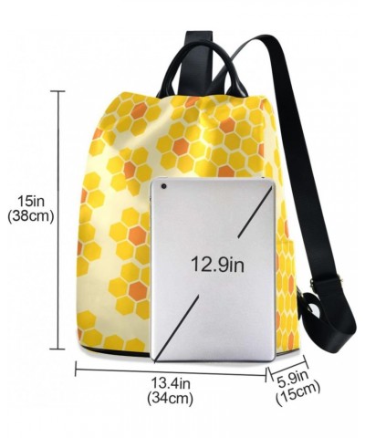 Yellow Orange Honeycombs Backpack for Women, Fashion Anti Theft Casual Daypack Shoulder Bag Purse for Travel Work 15 inches $...