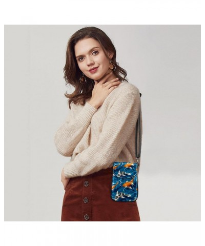 Small Crossbody Bag Blue Fish Cell Phone Purse Wallet $13.85 Crossbody Bags