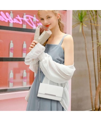 Small Clutch Purses for Women Formal Crossbody Evening Bag and Wristlet Handbags with Chain Strap White $12.59 Evening Bags