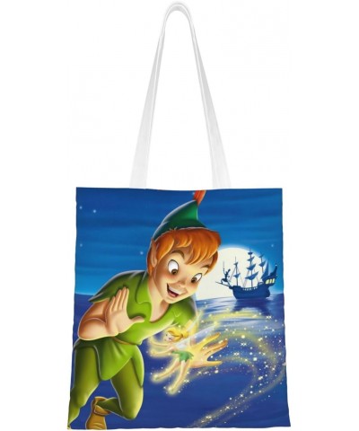 Peter Cartoon Pan Anime Canvas Totes Bag Women Girls Totes Bag Shoulder Bag Cartoon Casual Shoulder Tote $14.43 Totes