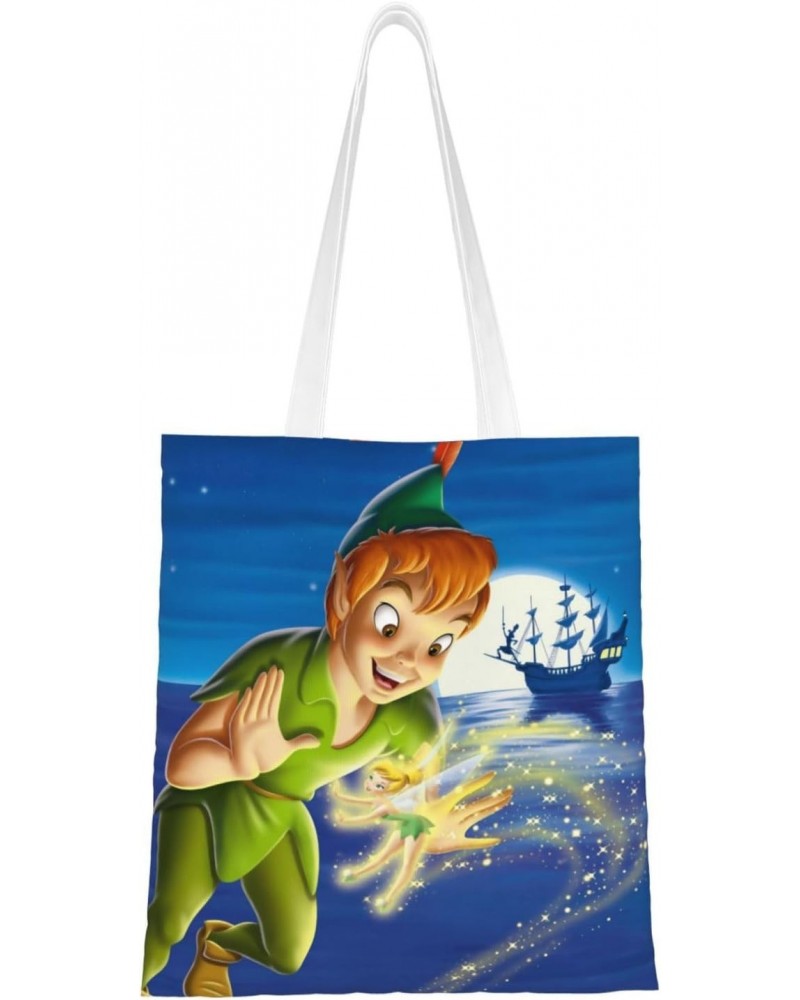 Peter Cartoon Pan Anime Canvas Totes Bag Women Girls Totes Bag Shoulder Bag Cartoon Casual Shoulder Tote $14.43 Totes