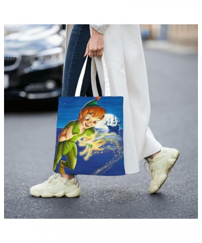 Peter Cartoon Pan Anime Canvas Totes Bag Women Girls Totes Bag Shoulder Bag Cartoon Casual Shoulder Tote $14.43 Totes