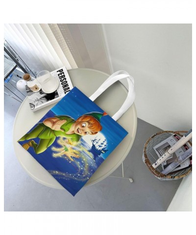 Peter Cartoon Pan Anime Canvas Totes Bag Women Girls Totes Bag Shoulder Bag Cartoon Casual Shoulder Tote $14.43 Totes