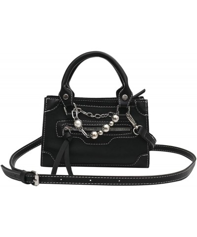 Women's Small PU Leather Shoulder Crossbody Bag Y2K Hobo Totes Fashion Handbag Purse Satchel with Chain Black $28.73 Totes