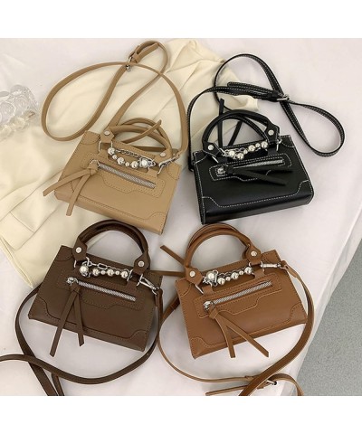 Women's Small PU Leather Shoulder Crossbody Bag Y2K Hobo Totes Fashion Handbag Purse Satchel with Chain Black $28.73 Totes