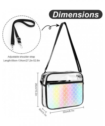 Fish Scale Pastel Pattern Clear Crossbody Shoulder Purse Bag for Men Women, Stadium Clear Messenger Bag Style $11.00 Crossbod...