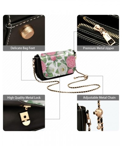 Watercolor Roses Cross Bag Women Beauty Small Black Purses with Adjustable Strap Black Small Purse $23.19 Crossbody Bags