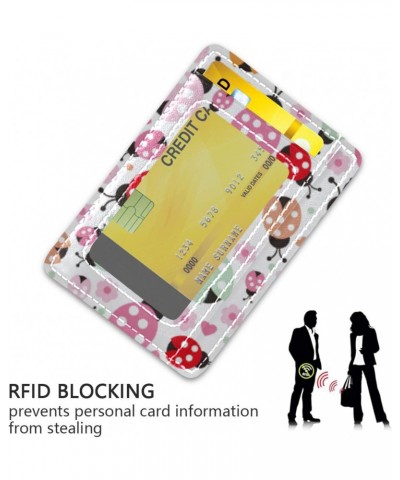 Cute Colorful Ladybug Polka Dot Slim Minimalist Wallet Small Card Wallets PU Leather Front Pocket Wallets $9.53 Wallets