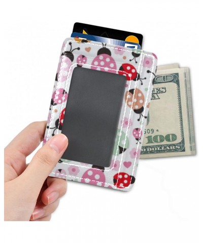 Cute Colorful Ladybug Polka Dot Slim Minimalist Wallet Small Card Wallets PU Leather Front Pocket Wallets $9.53 Wallets