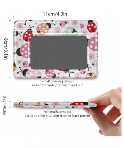 Cute Colorful Ladybug Polka Dot Slim Minimalist Wallet Small Card Wallets PU Leather Front Pocket Wallets $9.53 Wallets