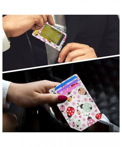 Cute Colorful Ladybug Polka Dot Slim Minimalist Wallet Small Card Wallets PU Leather Front Pocket Wallets $9.53 Wallets