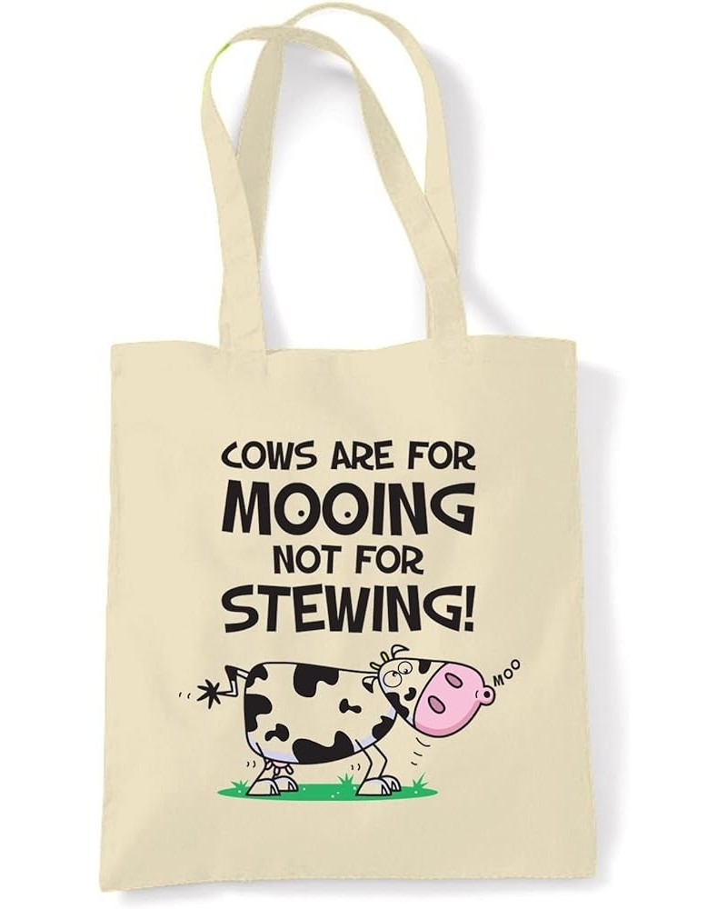 Vegetarian Cows Are For Mooing Cotton Shoulder Shopping Bag Natural $12.38 Shoulder Bags