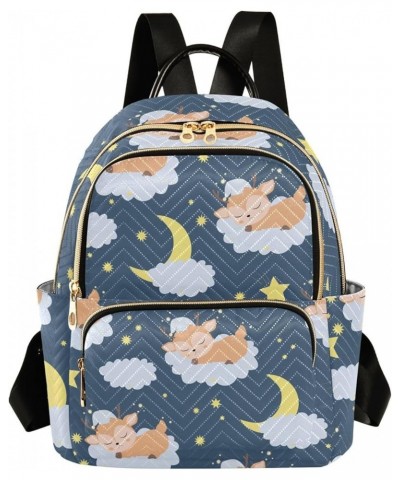 Ssleeping Deer Moon Cloud Mini Backpack Purse for Women, Travel Backpack Fashion Backpack Handbag Shoulder Bag Small Casual D...