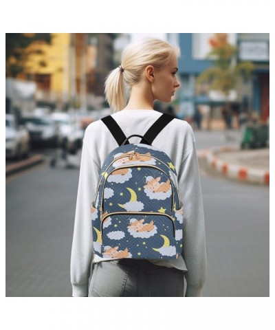 Ssleeping Deer Moon Cloud Mini Backpack Purse for Women, Travel Backpack Fashion Backpack Handbag Shoulder Bag Small Casual D...