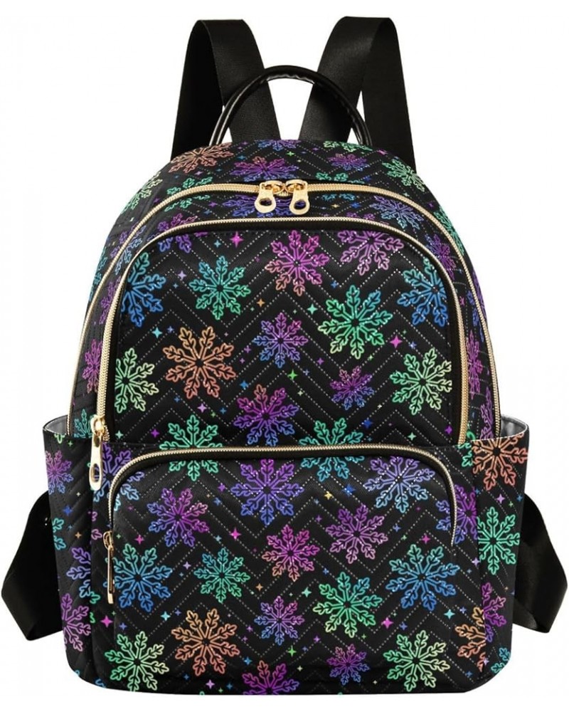 Rainbow Snowflakes Stars Mini Backpack Purse for Women Travel Bag Fashion Daypack Back Pack Shoulder Bag Multicolor Small $13...