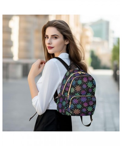 Rainbow Snowflakes Stars Mini Backpack Purse for Women Travel Bag Fashion Daypack Back Pack Shoulder Bag Multicolor Small $13...