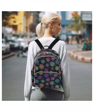 Rainbow Snowflakes Stars Mini Backpack Purse for Women Travel Bag Fashion Daypack Back Pack Shoulder Bag Multicolor Small $13...