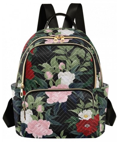 Mini Backpack Purse for Women Lightweight Girls Small Size Red Pink and White Roses School Teens College Traveling Medium $16...