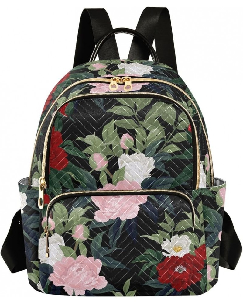 Mini Backpack Purse for Women Lightweight Girls Small Size Red Pink and White Roses School Teens College Traveling Medium $16...